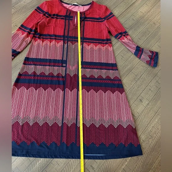 Max Studio Red and Navy Long Sleeve Mini Dress Size M LIKE NEW - Picture 4 of 8